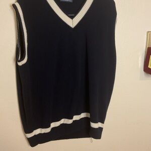 Brandy Melville Black V-Neck Vest with Cream Details